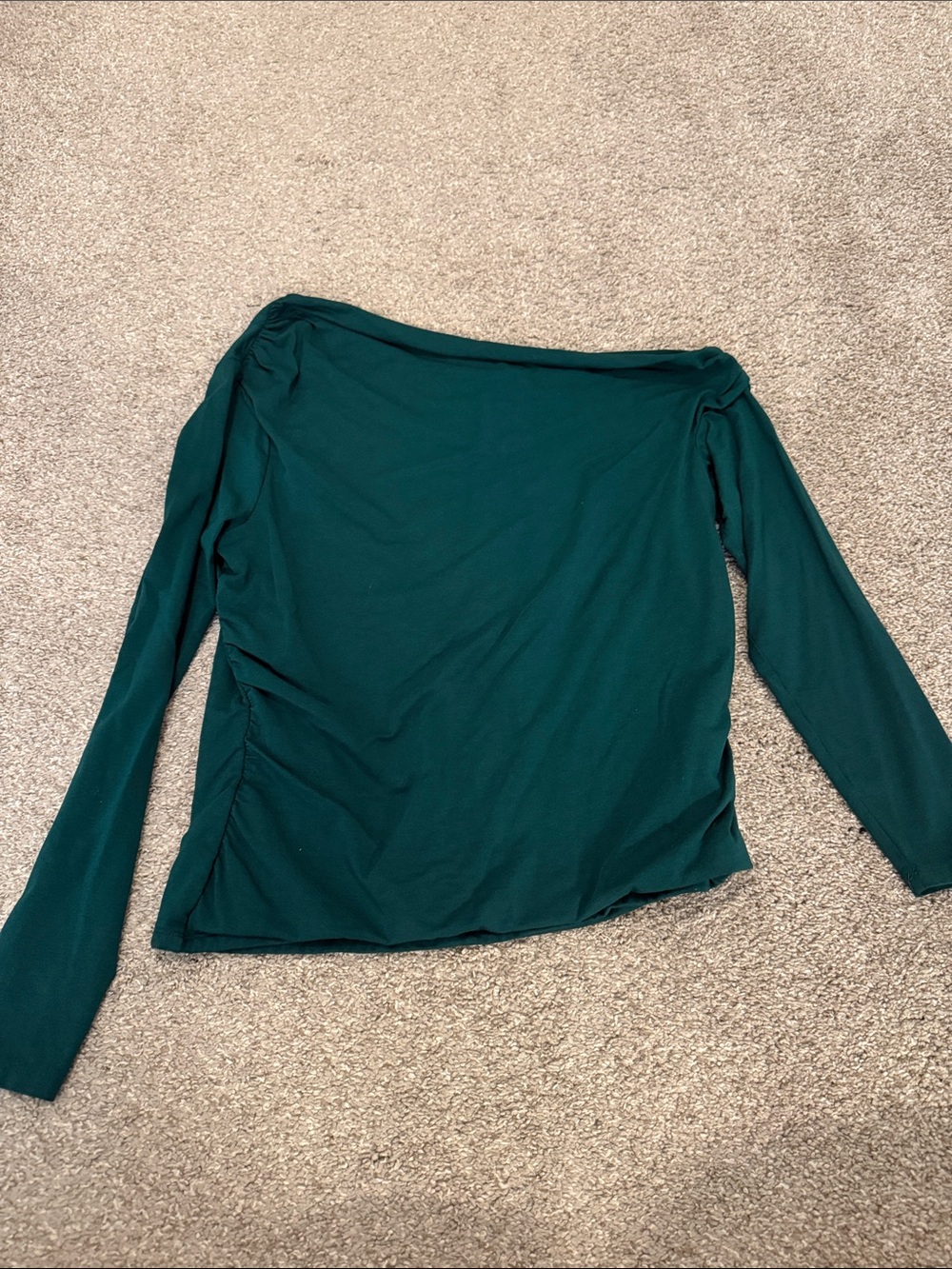 Abercrombie & Fitch Off-the-Shoulder Long Sleeve Top in Teal Green